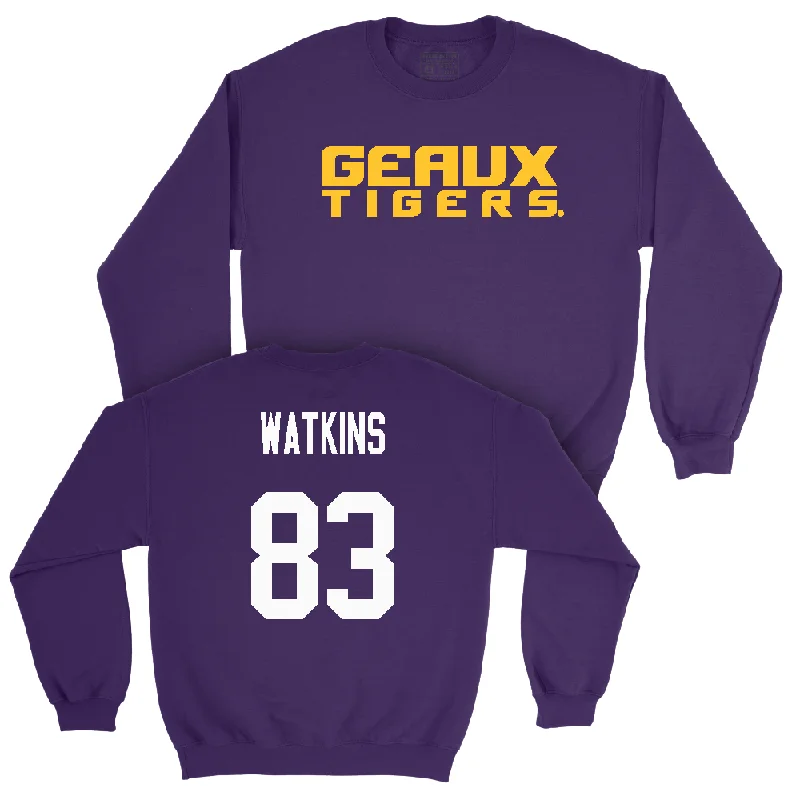 Long Sleeve Sun Protection-Football Purple Geaux Crew  - Jelani Watkins