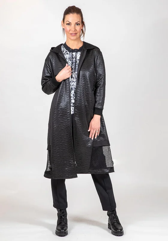 Jackets Casual-I.nco Shimmer Embossed Oversize Coat, Black