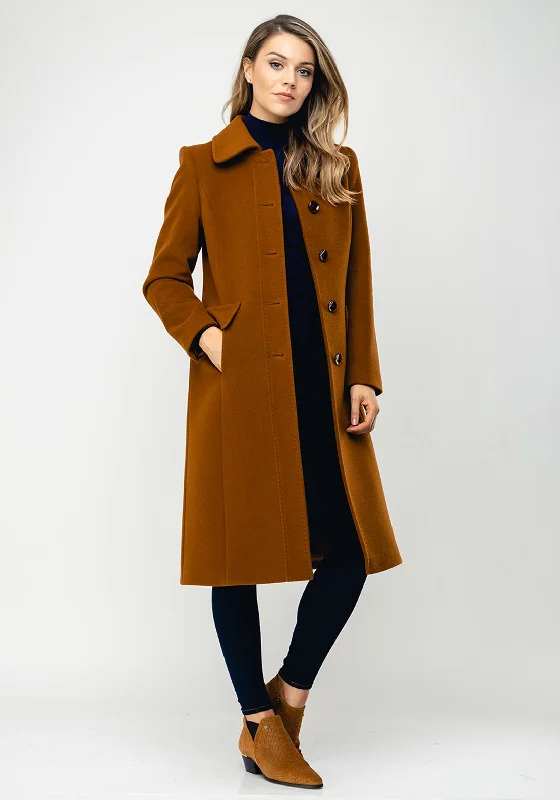 Jackets Football-Christina Felix Classic Wool & Cashmere Coat, Brown