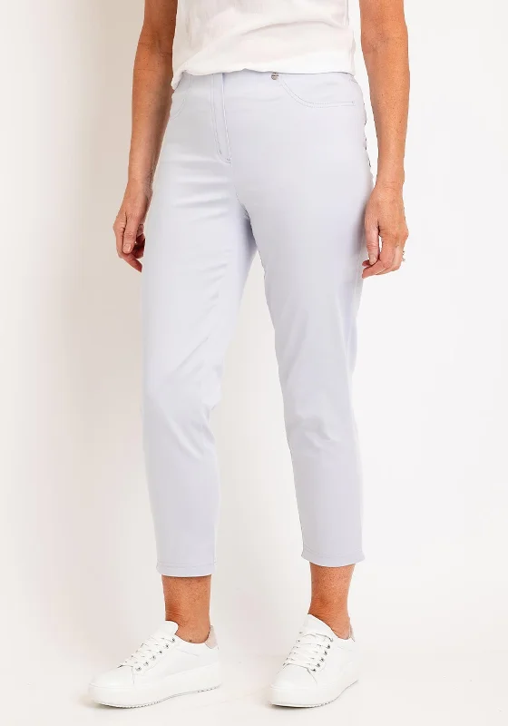 Eco Friendly Pants-Robell Bella 09 Slim Cropped Trousers, Light Grey