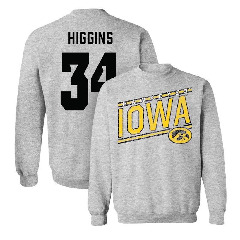 Long Sleeve Slim Fit-Sport Grey Football Slant Crew - Jay Higgins