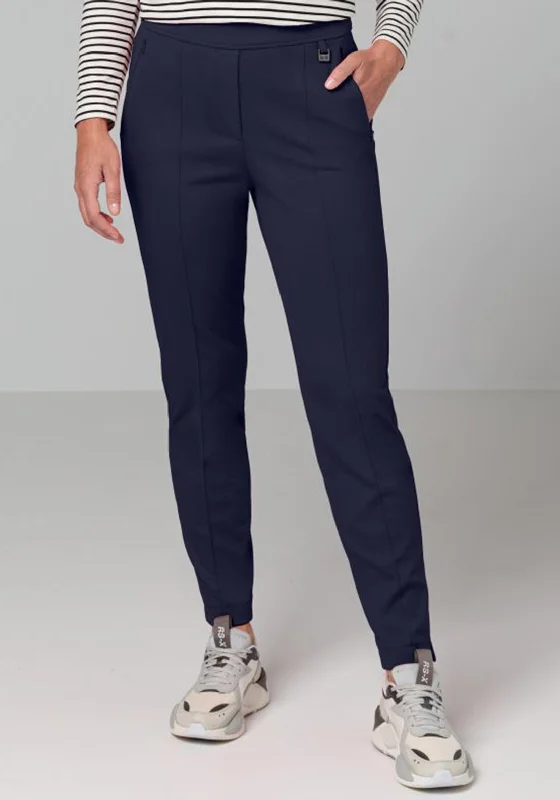 Running Pants-Bianca Siena Pintuck Slim Leg Trousers, Navy