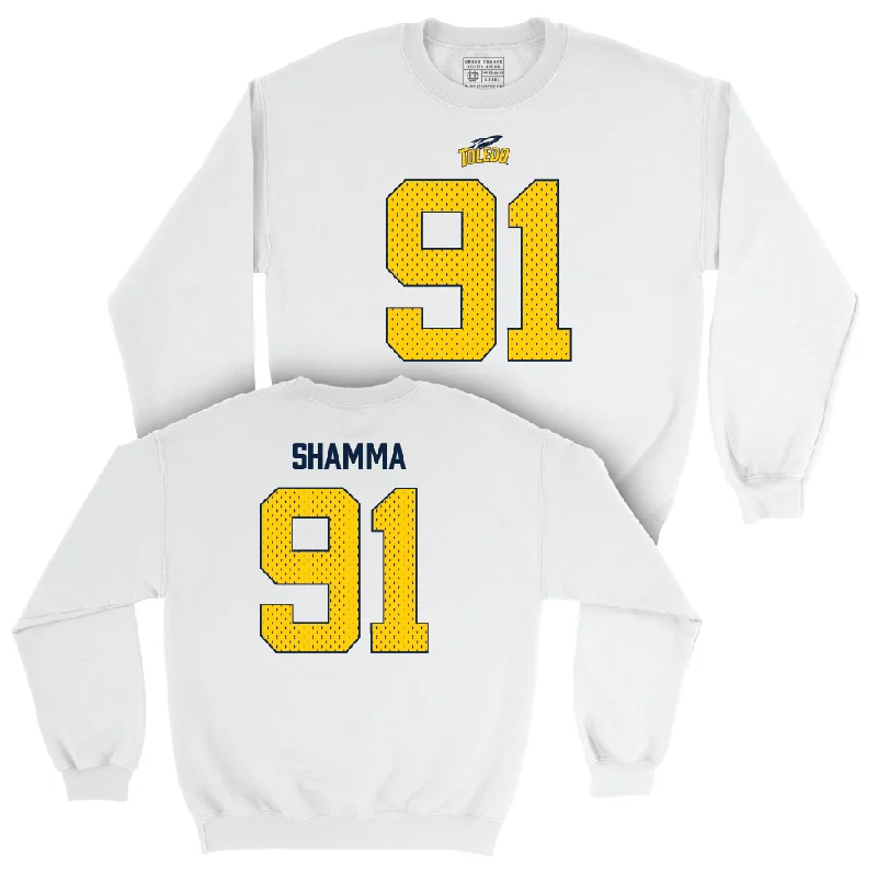 Long Sleeve Boho-Toledo Football White Blitz Crew - Laith Shamma | #91