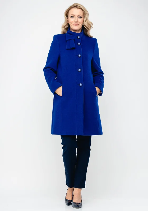 Jackets Plaid-Christina Felix Bow Trim Wool & Cashmere Coat, Royal Blue