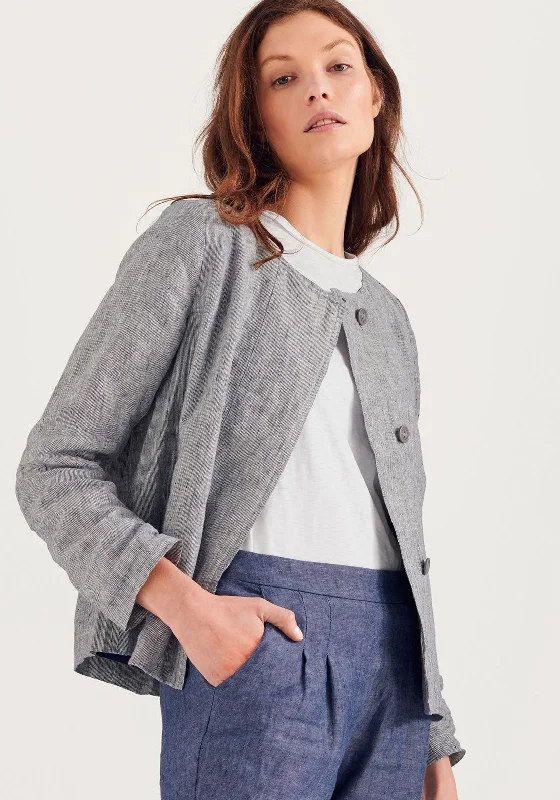 Jackets Summer-White Stuff Indoor Worker Linen Jacket, Navy Marl