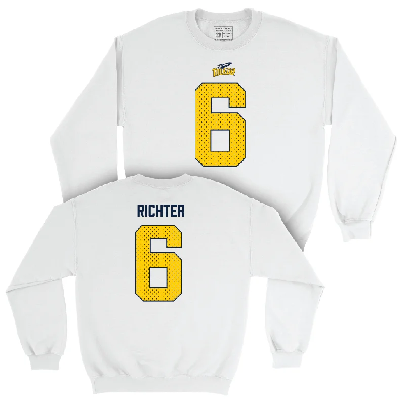 Long Sleeve Solid Color-Toledo Football White Blitz Crew - John Alan Richter | #6