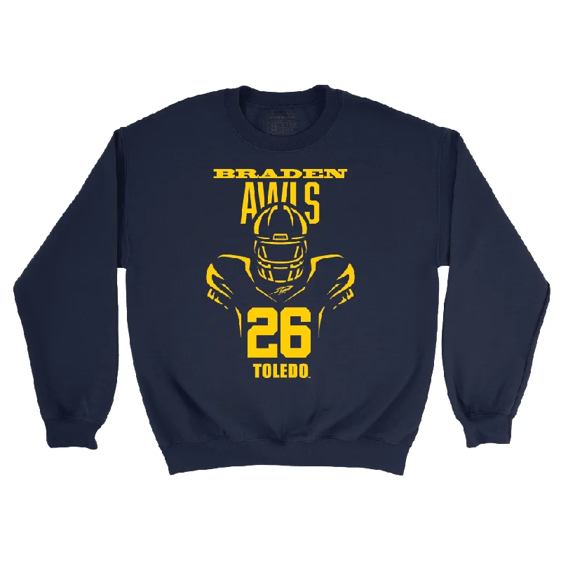 Long Sleeve Lounge-Toldeo Football Navy End Zone Crew - Braden Awls | #26