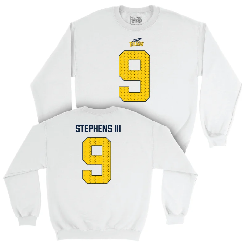 Long Sleeve Abstract-Toledo Football White Blitz Crew - Larry Stephens III | #9