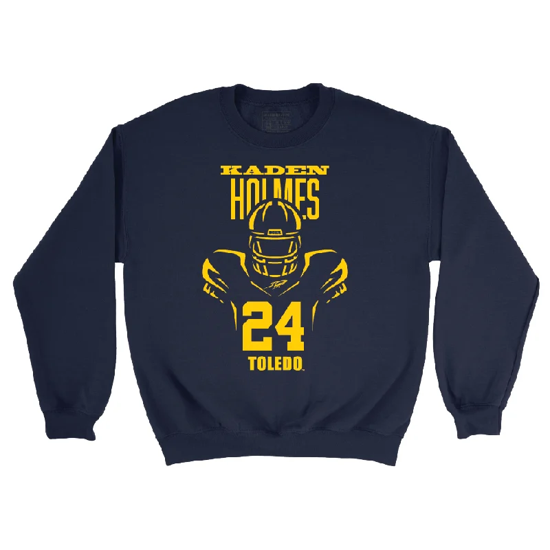 Long Sleeve Discount-Toldeo Football Navy End Zone Crew - Kaden Holmes | #24