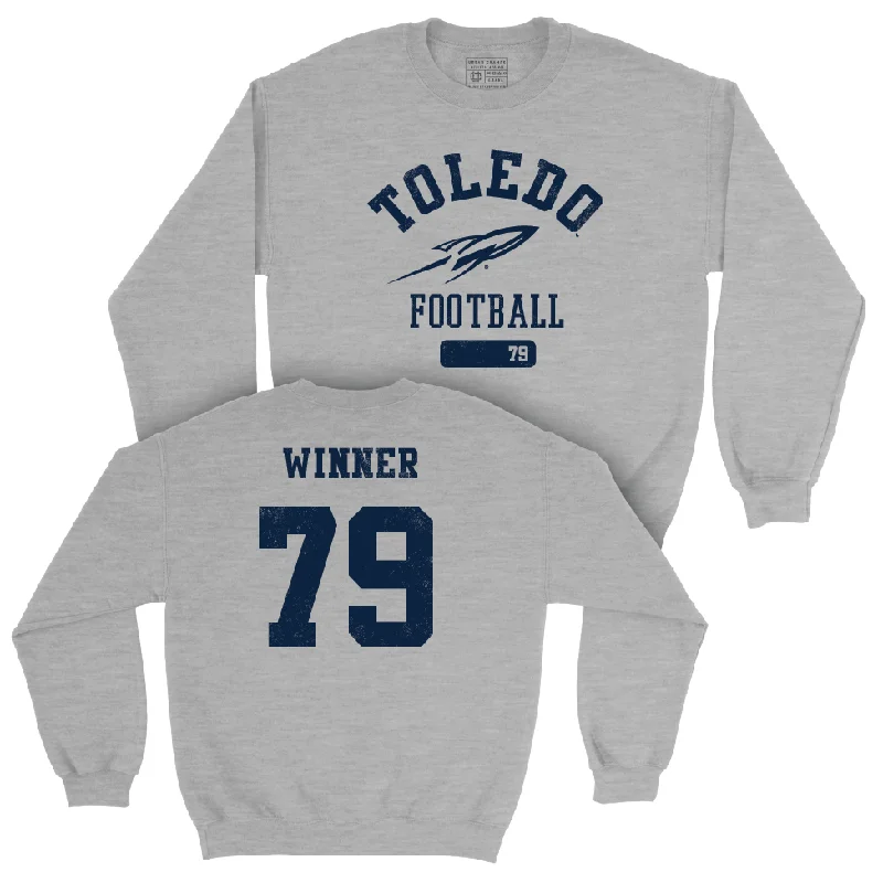 Long Sleeve High-Quality-Toledo Football Sport Grey Varsity Crew - Alek Winner | #79