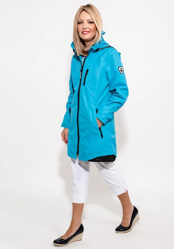 Jackets Team-Noramnn Removable Hood Long Raincoat, Blue