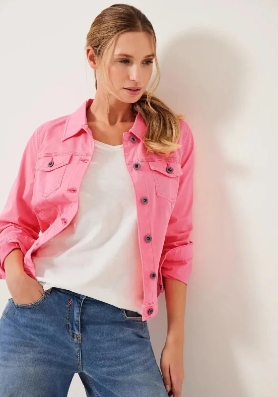 Jackets Long-Cecil Coloured Denim Jacket, Soft Neon Pink