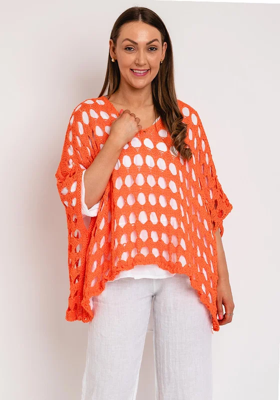 Jackets Fuzzy-The Serafina Collection One Size Crochet Cape, Orange