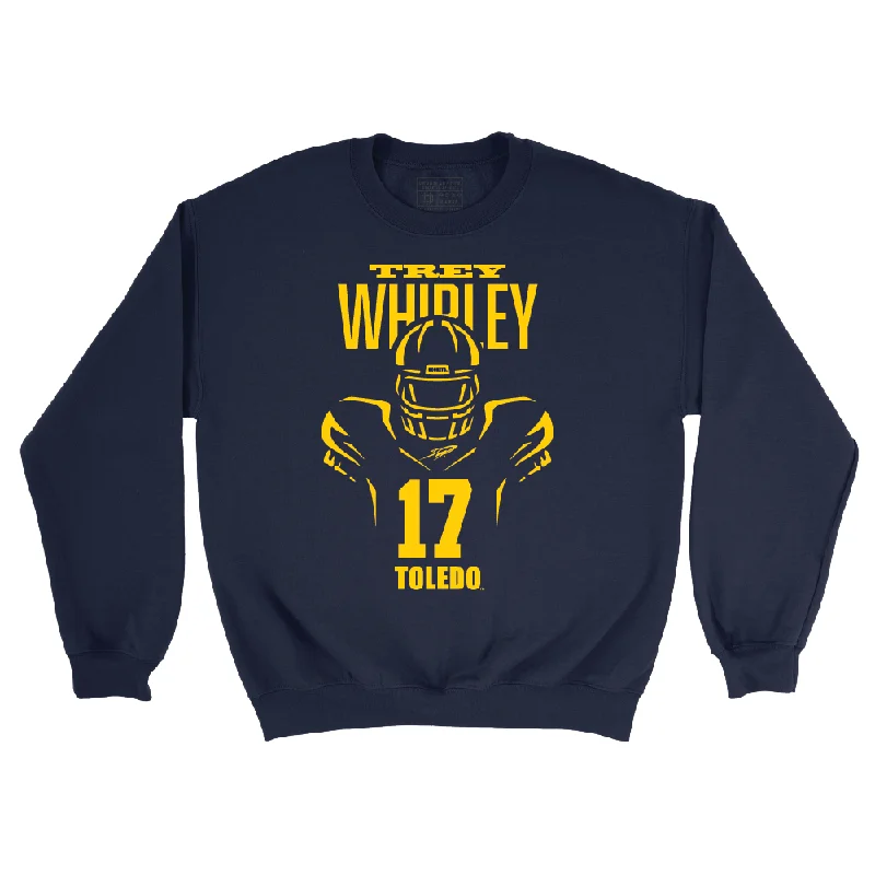 Long Sleeve Oversized-Toldeo Football Navy End Zone Crew  - Trey Whirley