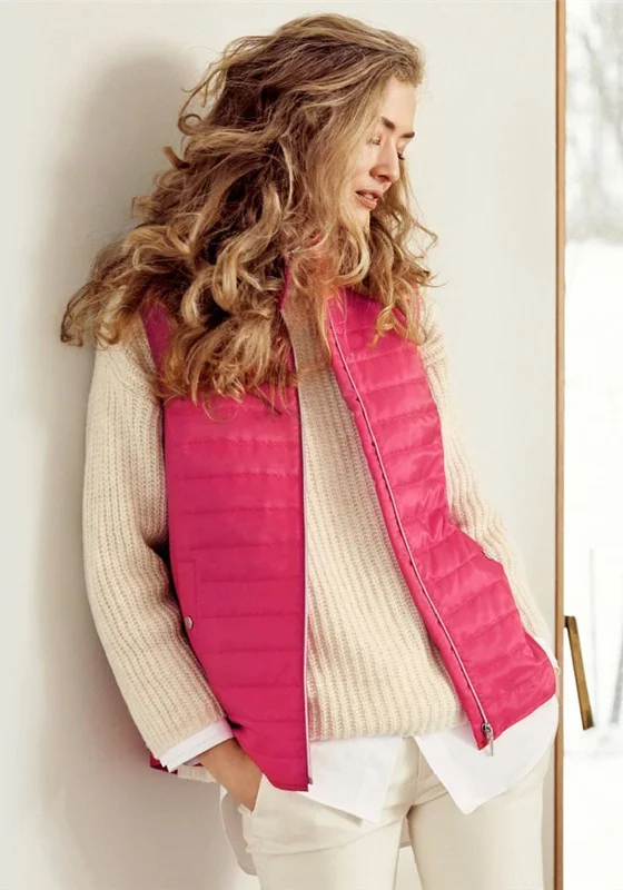 Jackets Bomber-Just White Short Quilted Gilet, Bright Pink