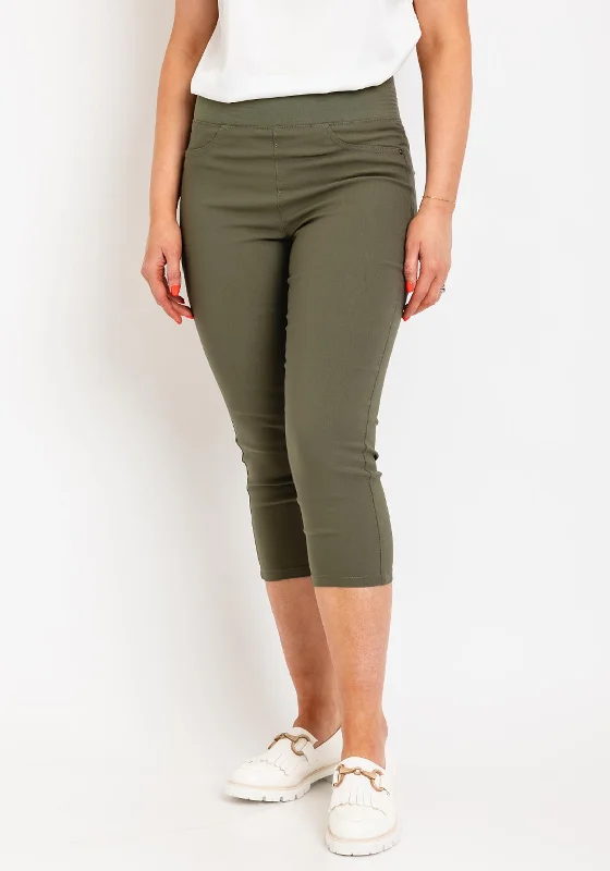 Hiking Pants-Freequent Shantal Power Capri Trousers, Dusty Olive