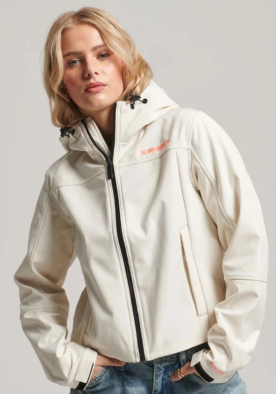 Jackets Casual-Superdry Womens Code Tekker Softshell Jacket, Cream