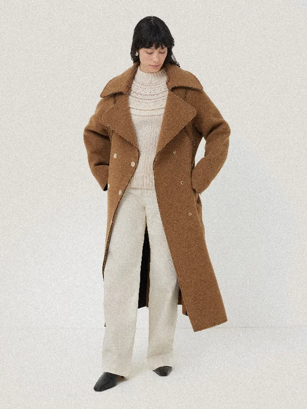 Jackets Classic-Italian Wool Raw Edge Coat | Camel