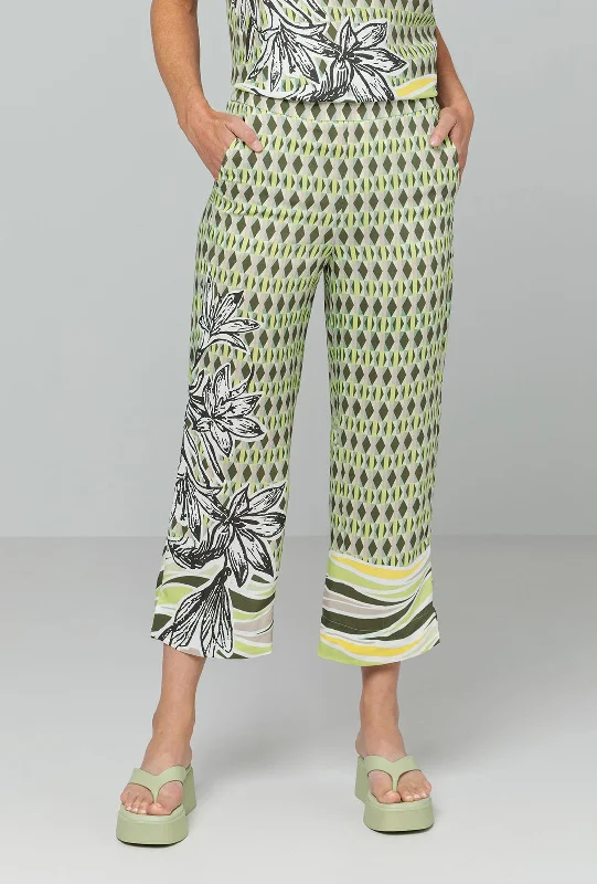 Designer Pants-Bianca Parigi Geometric Floral Culottes, Green