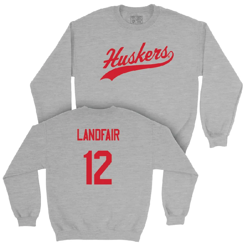 Long Sleeve UV Protection-Sport Grey Women's Volleyball Script Crew - Taylor Landfair