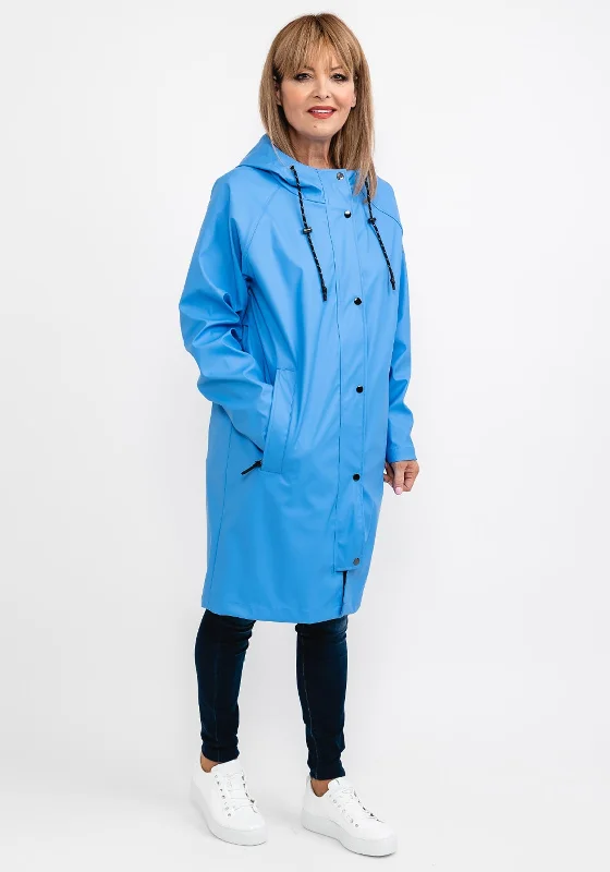 Jackets Letterman-Frandsen Water Resistant Long Raincoat, Azure Blue