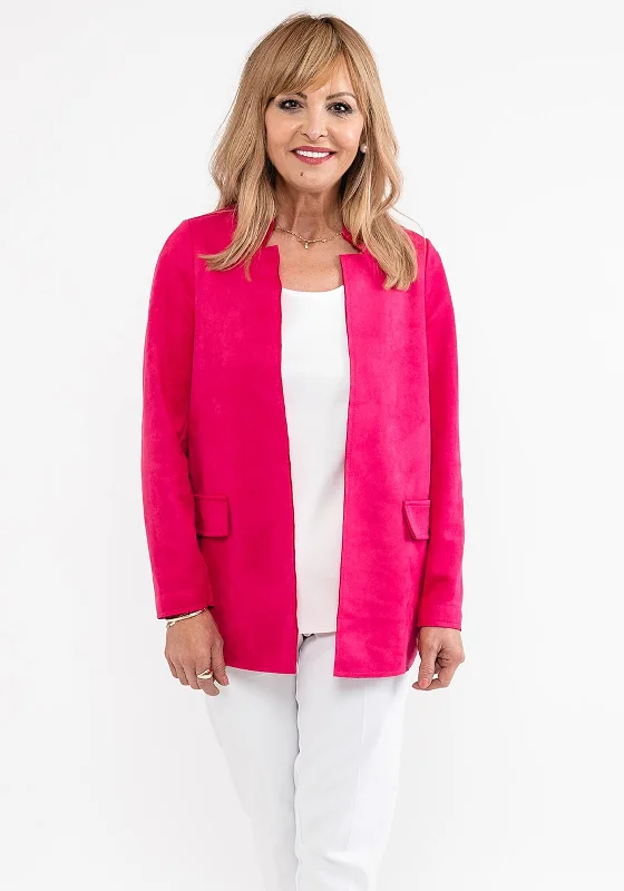 Jackets Poolside-d.e.c.k. by Decollage Faux Suede Open Jacket, Fuchsia