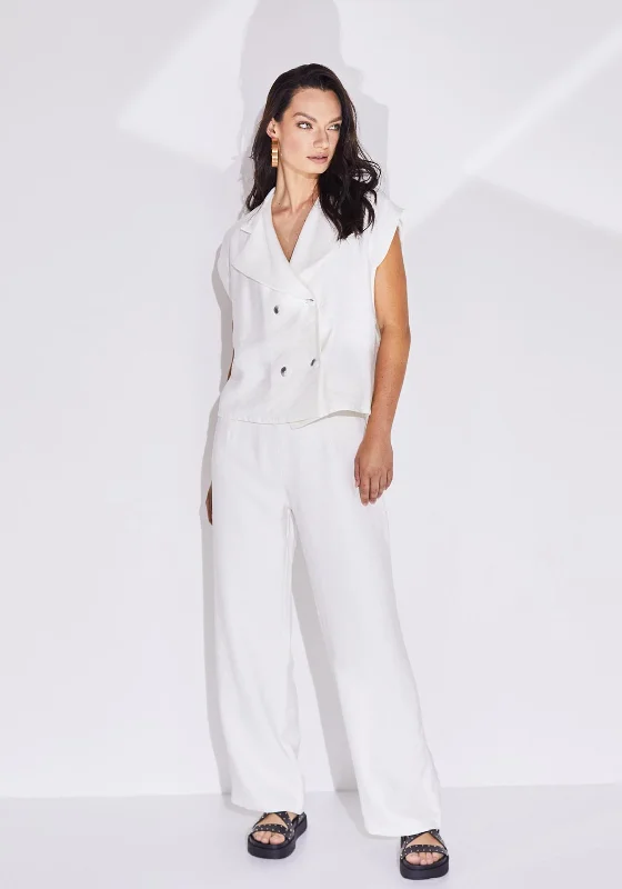 Winter Pants-Naya Side Zip Wide Leg Trouser, White