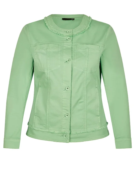 Jackets Tactical-Rabe Round Neck Short Jacket, Pistachio Green