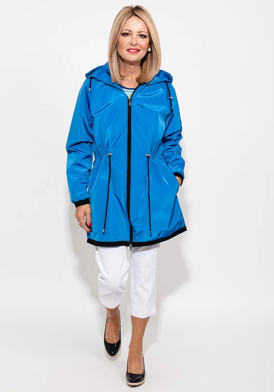 Jackets Affordable-Noramnn Contrast Trim Raincoat, Cobalt Blue