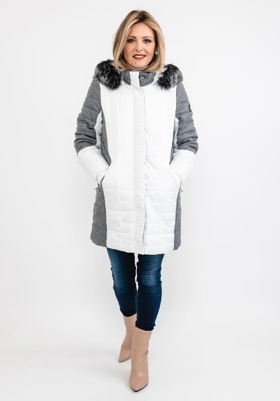 Jackets Snowboard-Normann Quilted Knit Mix Coat, White & Grey