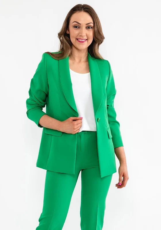 Jackets Fleece-Christina Felix Single Breasted Blazer, Green