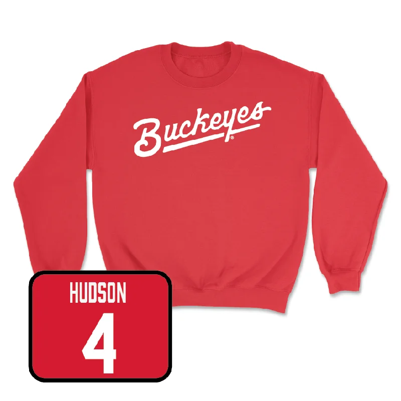 Long Sleeve All-Season-Red Men's Volleyball Script Crew  - Drew Hudson