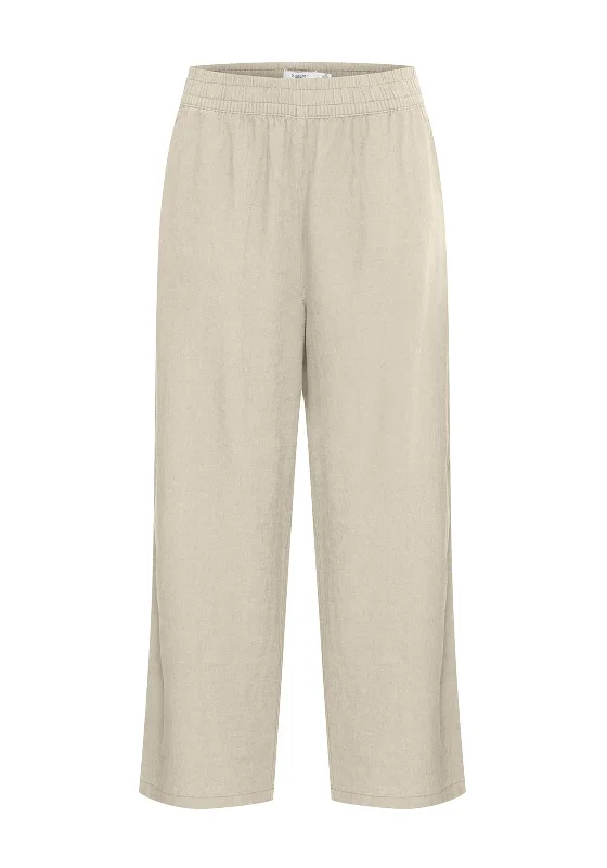 Industrial Pants-B.Young Falakka Linen Blend Straight Leg Trousers, Sand