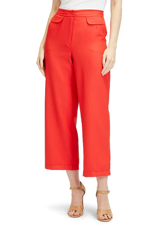 Vintage Pants-Betty Barclay High Rise Cropped Wide Leg Trouser, Red