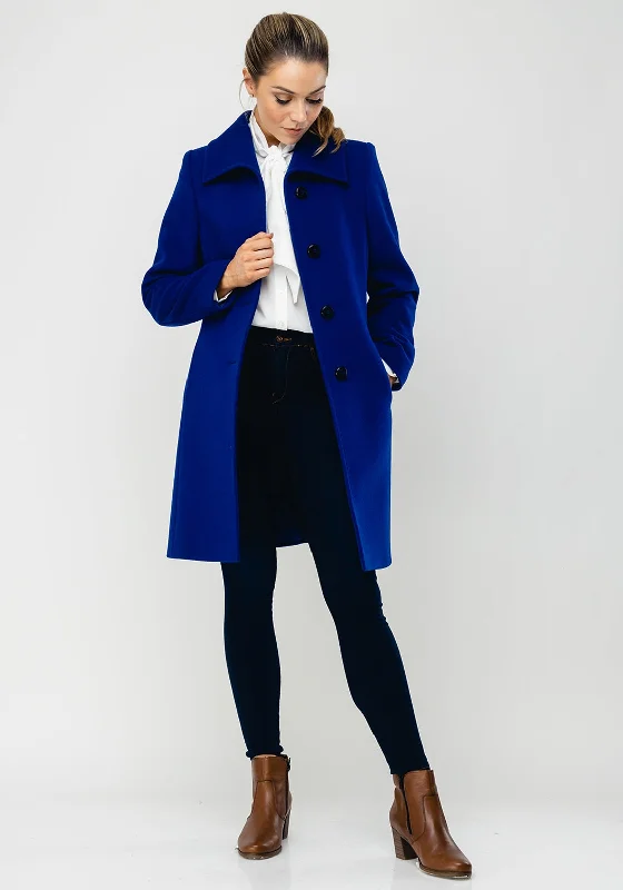 Jackets Basketball-Christina Felix Stitch Trim Wool Rich Coat, Royal Blue