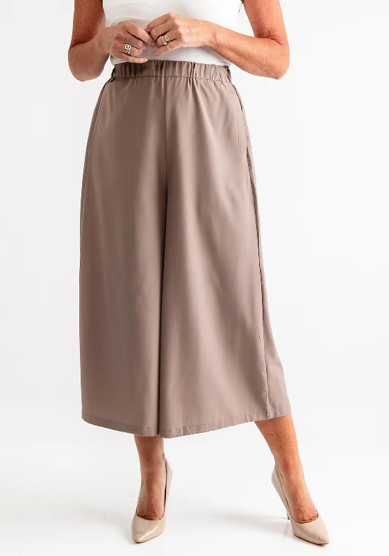 Premium Pants-Malissa J One Size Cropped Wide Leg Trousers, Taupe