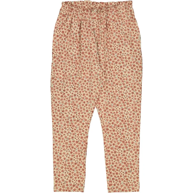 Embroidered Pants-Soft Pants Malika - beige flowers