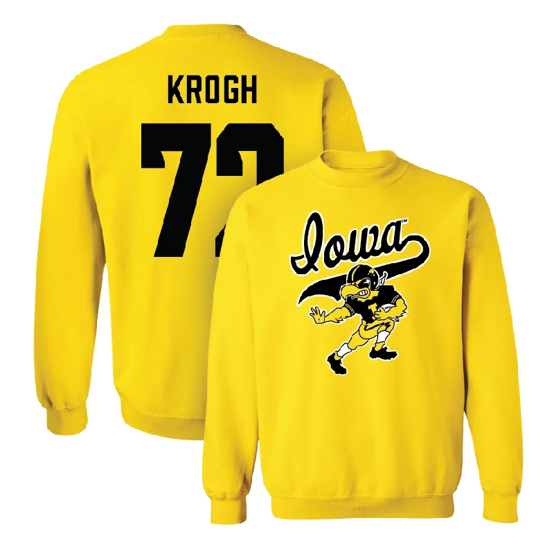 Long Sleeve Loose Fit-Gold Football Mascot Crew - Kale Krogh