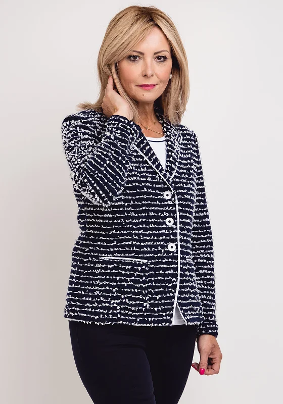 Jackets Leather-Just White Textured Blazer & Top Twinset, Navy