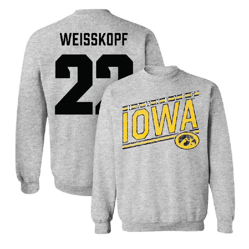 Long Sleeve Workout-Sport Grey Football Slant Crew   - Derek Weisskopf