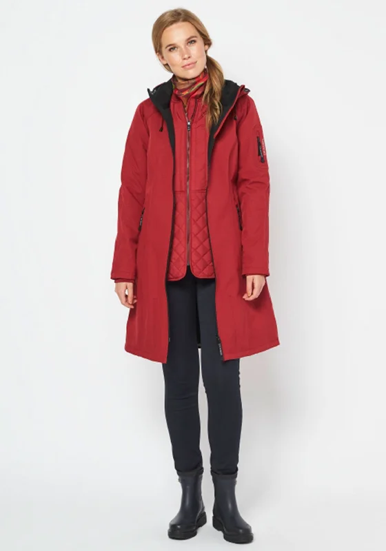 Jackets Long-Ilse Jacobsen Rain 37 Hooded Raincoat, Rhubarb Red