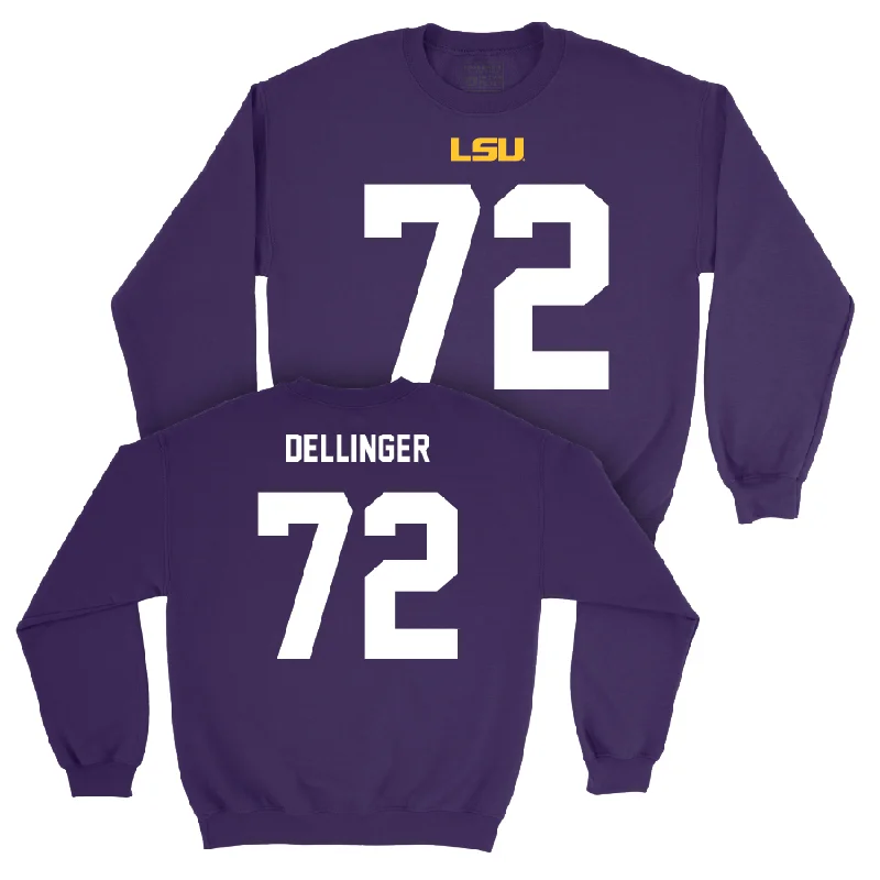 Long Sleeve Formal Shirt-LSU Football Purple Shirsey Crew - Garrett Dellinger | #72