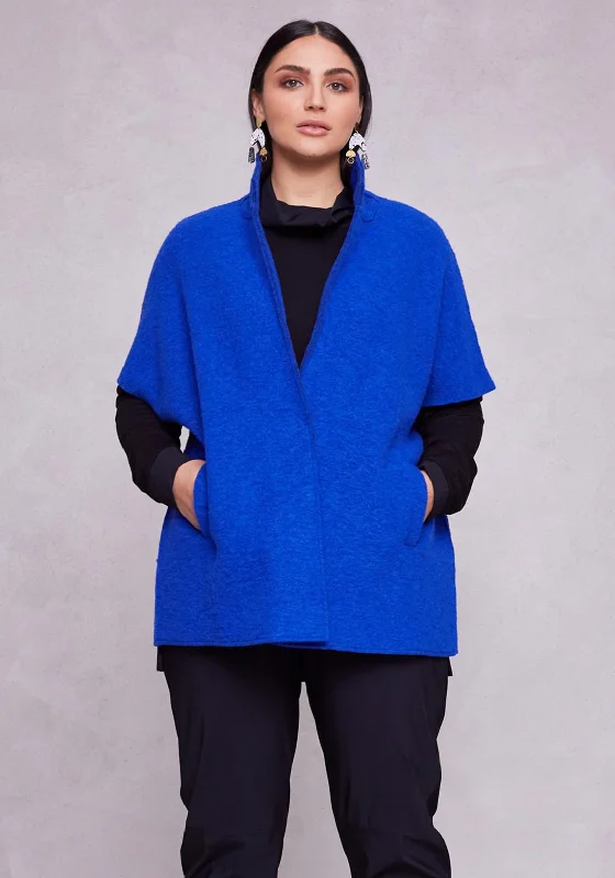 Jackets Gold-Ora Buttoned Lapel Collar Wool Cape, Royal Blue