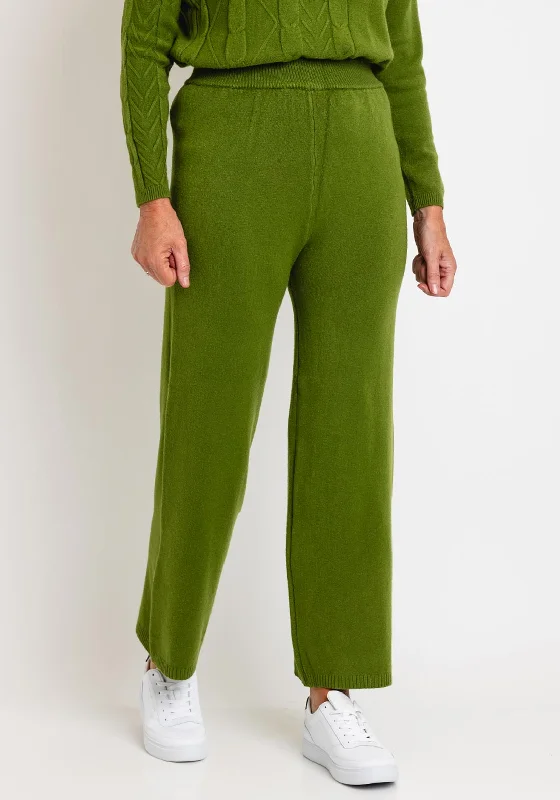 Sweatpants-Serafina Collection Casual Wide Leg Knit Trousers, Green