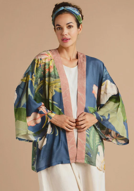 Jackets Fraternity-Powder Delicate Tropics Kimono Jacket, Indigo