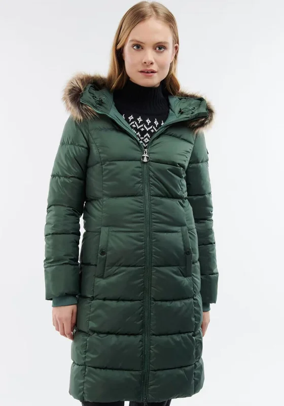 Jackets Classic Fit-Barbour Womens Rosoman Quilted Long Coat, Green