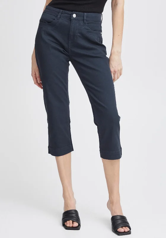 Beach Pants-Fransa Fotwill Capri Trousers, Navy