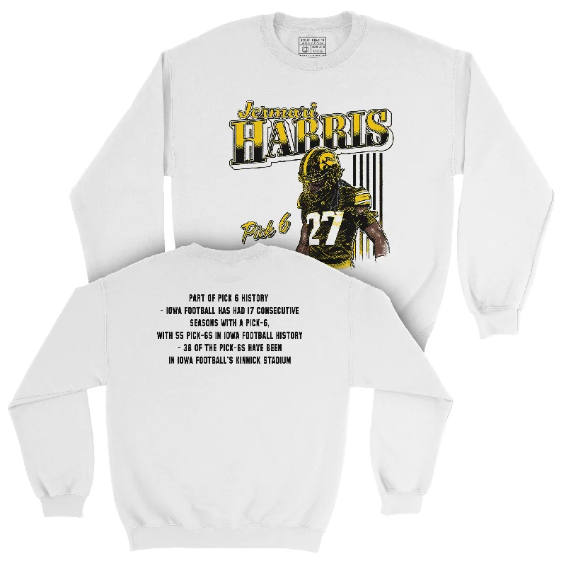 Long Sleeve Classy-EXCLUSIVE RELEASE: Jermari Harris "Pick 6" White Crew