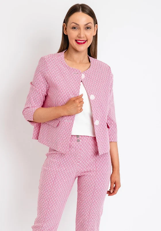 Jackets Warm-Bianca Ava Geometric Print Short Jacket, Pink