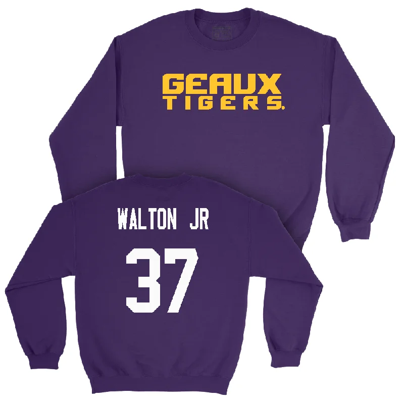 Long Sleeve Striped-Football Purple Geaux Crew  - Craig Walton Jr